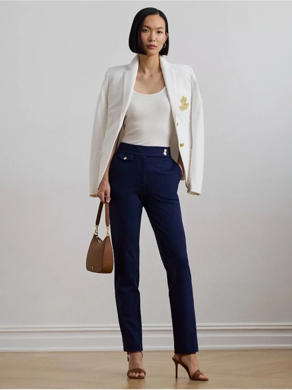 NWT Lauren Ralph Lauren Navy Stretch Ponte Crop Pant